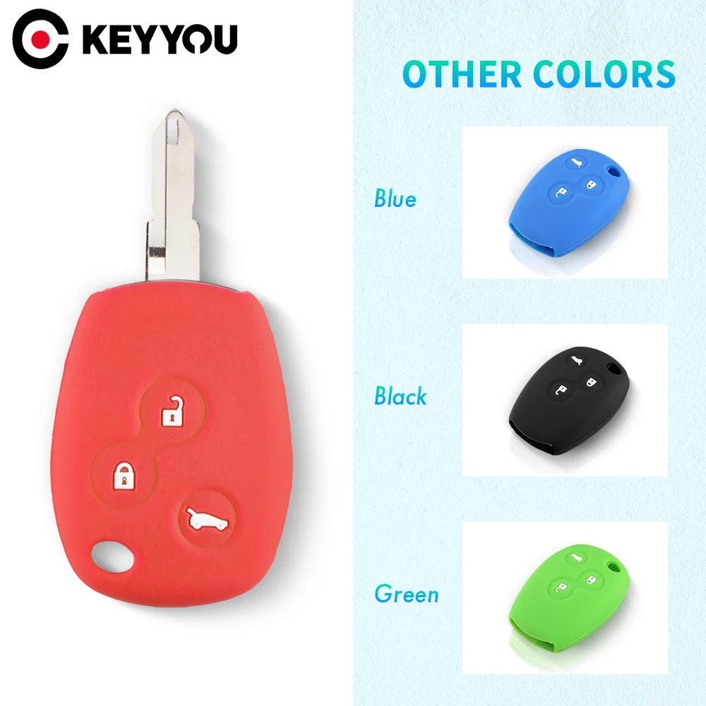 KEYYOU Silicone 3 Buttons Car Key Case For Renault Clio Scenic Megane Duster Sandero Captur Twingo Modus Remote Key Cover