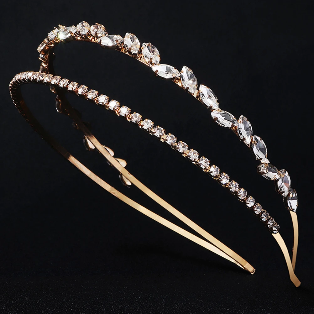 

Rhinestone Headb Glitter Bridal Hair Accessories Women Tiaras Girls Crown Double Layer Hairb Prom Wedding Banquet Hair Tool