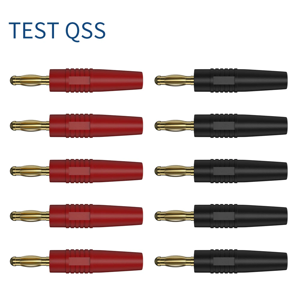 QSS 10PCS 4MM Gold Plated Banana Plug Weld with Wire Cable Electrical Connector Accessories  Q.10012