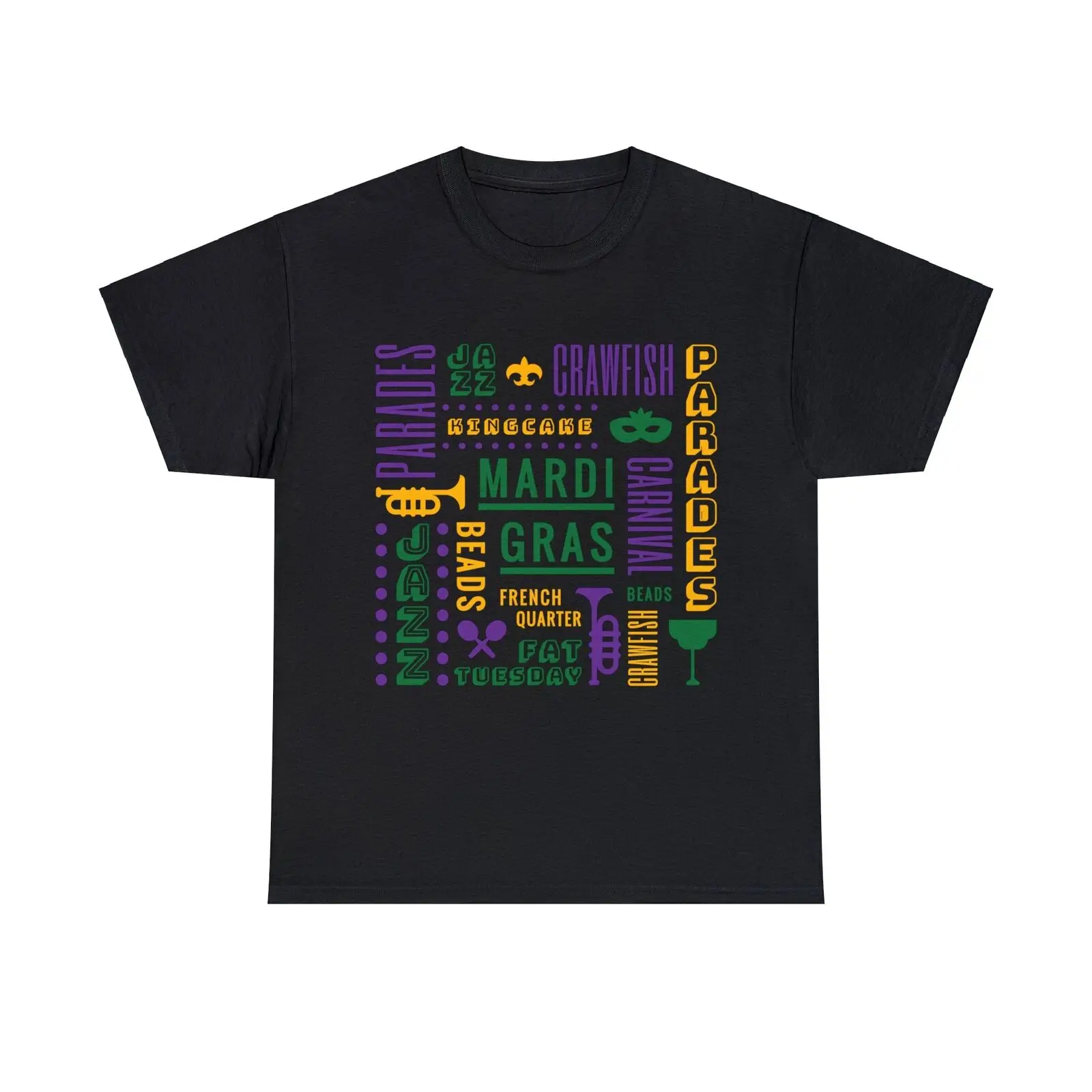 Mardi Gras Unisex Heavy Cotton Tee, New Orleans, Parades, Jazz, King Cake