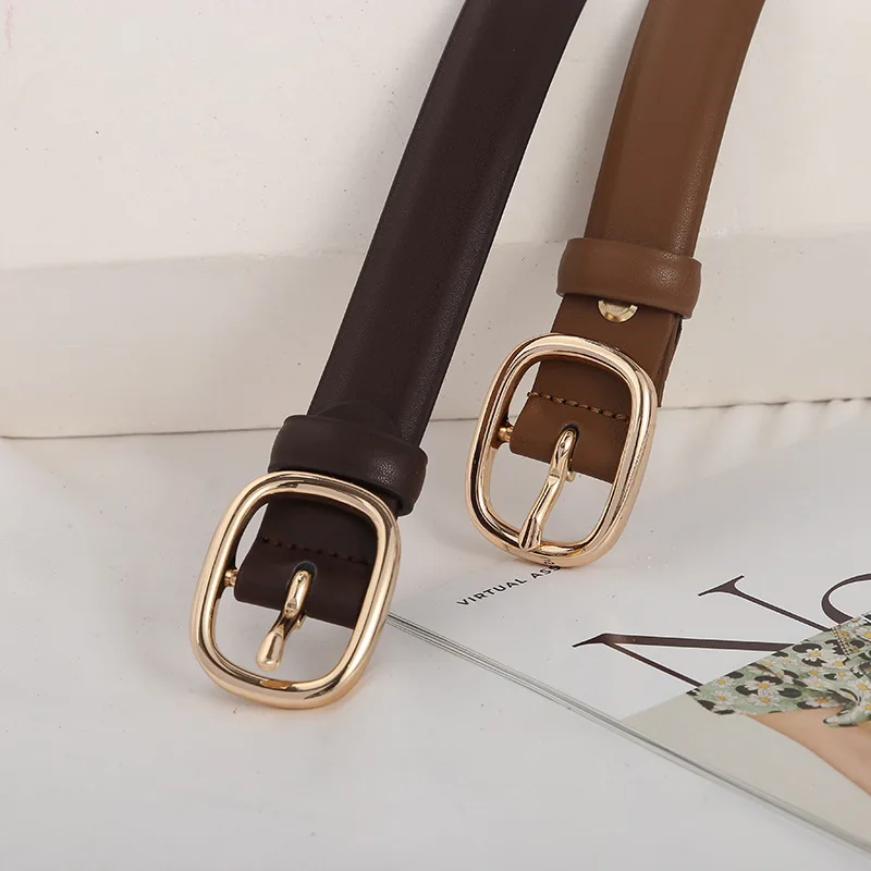 Luxury New Minimalist Buckle WaistBelt Korean Version Fashionable Instagram StyleBelt Women's Decorative Jeans Solid Color Belt