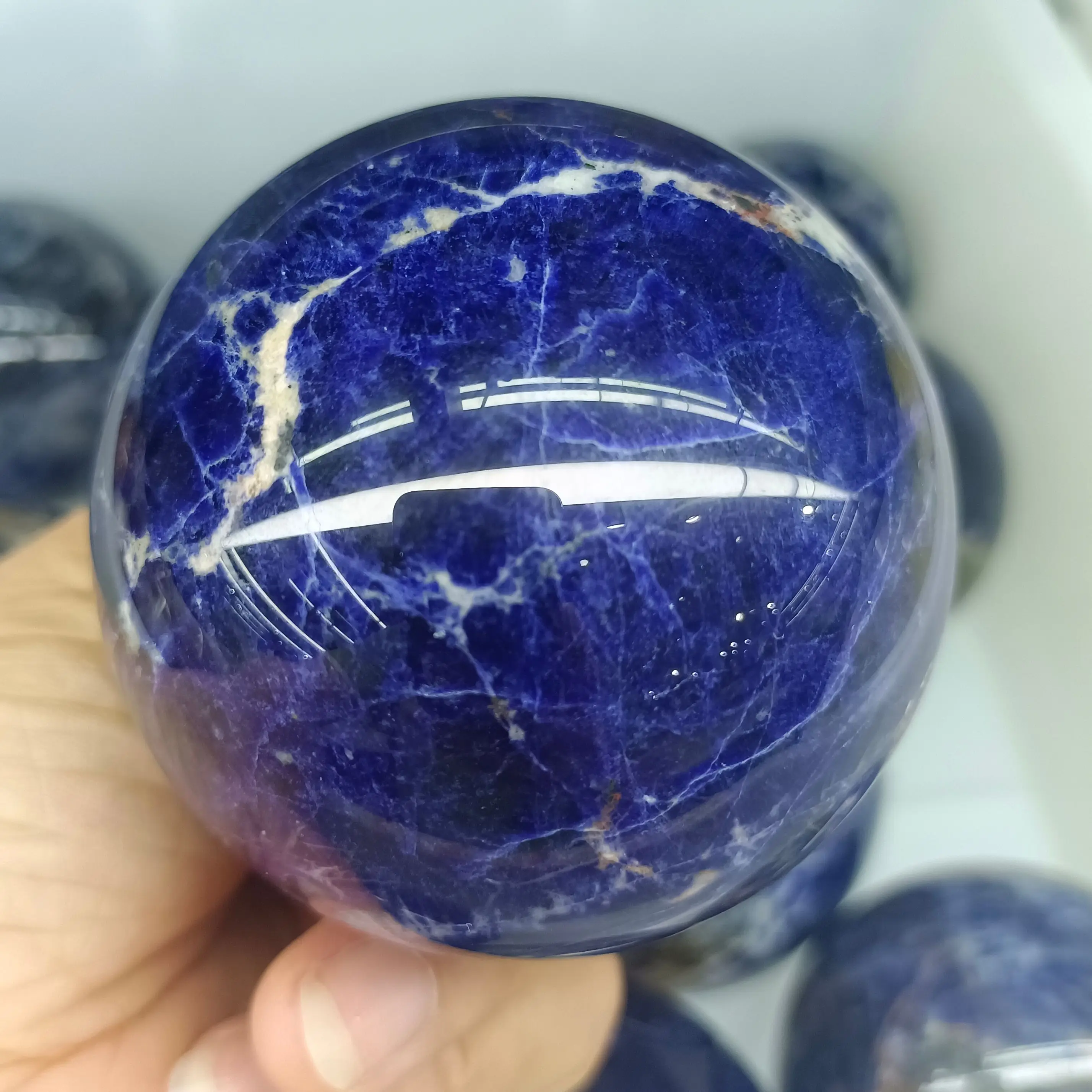 

Natural Blue Line Stone Ball Crystal Energy Ore Home Office Decoration Gift Reiki Healing Degaussing Ornaments