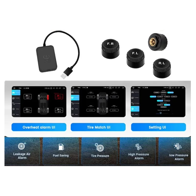 

Car External Tire Pressure Sensors Android Navigation Screen TPMS Tire Pressure Monitoring System
