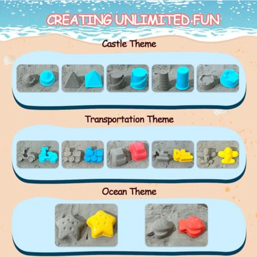 Jouets de plage 25 pièces ensemble de jouets de sable pour y compris pistolet à eau tamisage entonnoir seau arrosoir moules à sable et sac de jouet de plage en maille Sa