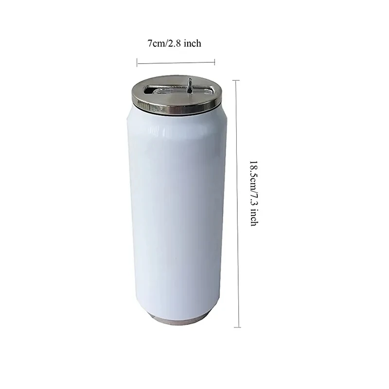 500ML DIY Sublimation Tumbler Cans Stainless Steel Bottle With Straw Coke Can Travel Car Vacuum Flasks Drink Cup