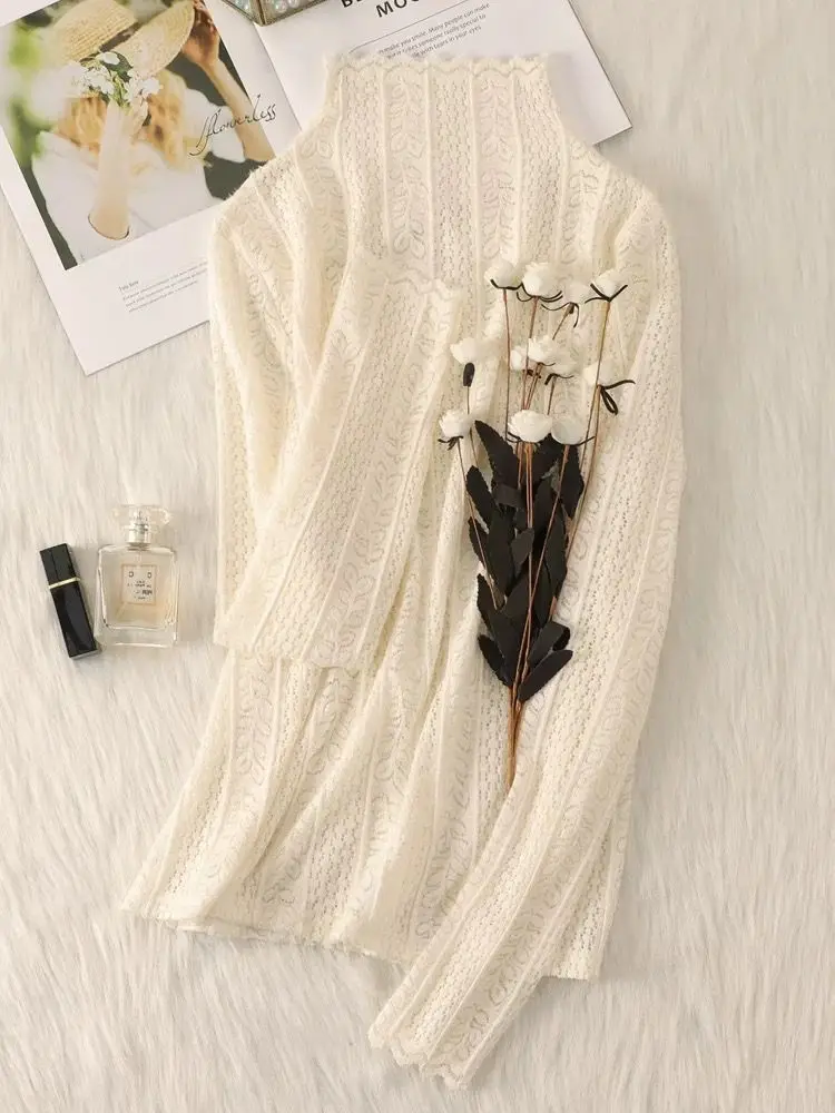 

Lined Lace Base Women's High Collar Inner Wear Fashionable Autumn Winter New Korean Straight TT87