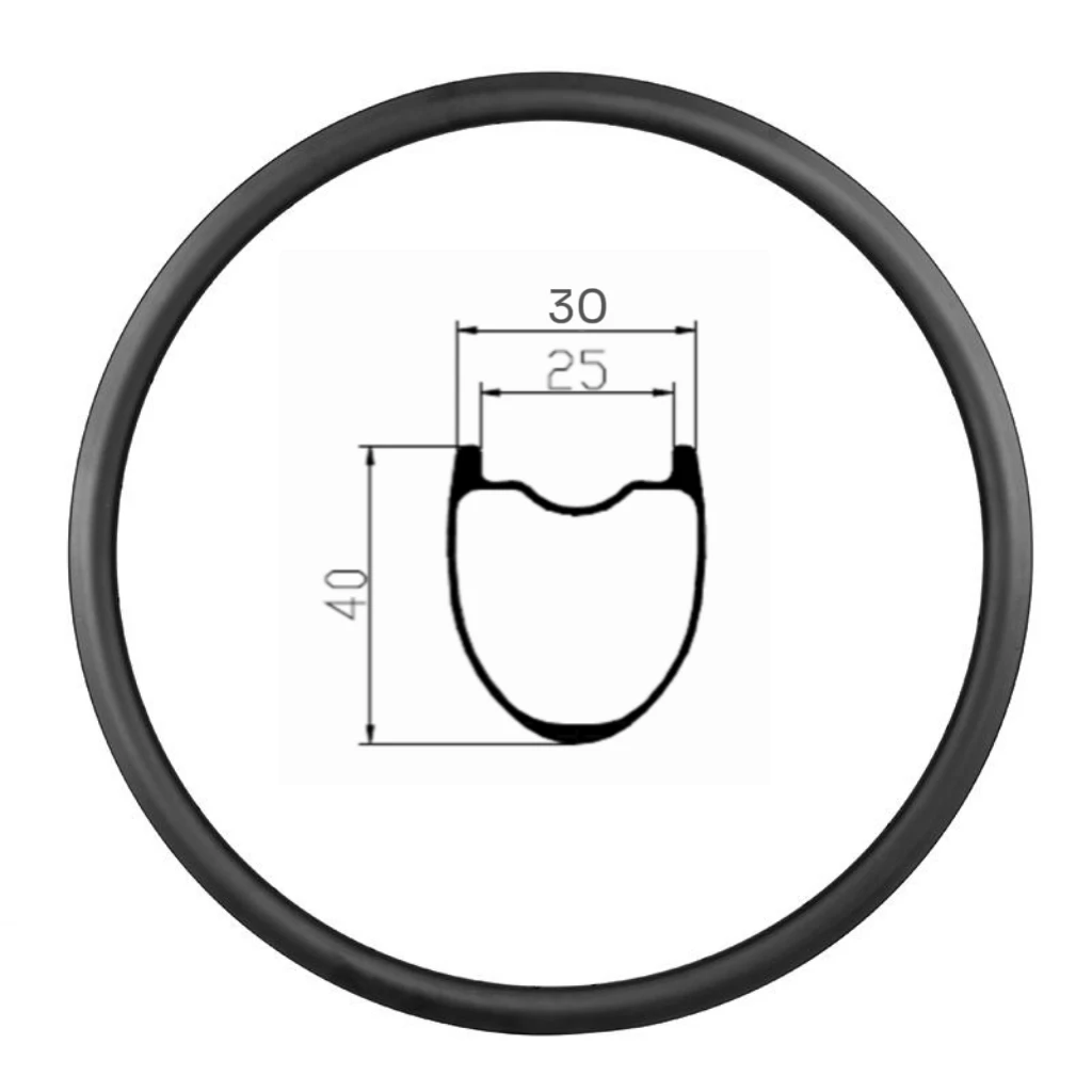 

Symmetrical Carbon Fiber Gravel Wheel Rim 700c 30mm Width 40mm Deepth 25mm Internal Width rim Hookless Rim More Stronger