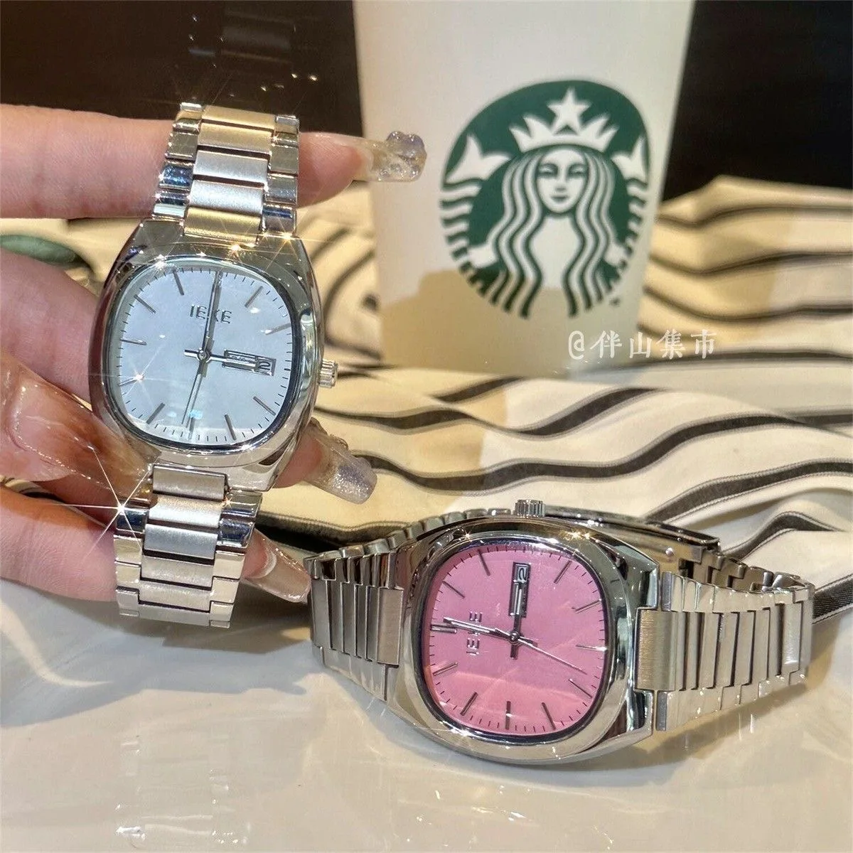 Women Quartz Watch Luxury Orologio Square Blue Pink Dial Reloj Vintage Sliver Stainless Steel Clock Ladies Classic Wristwatch