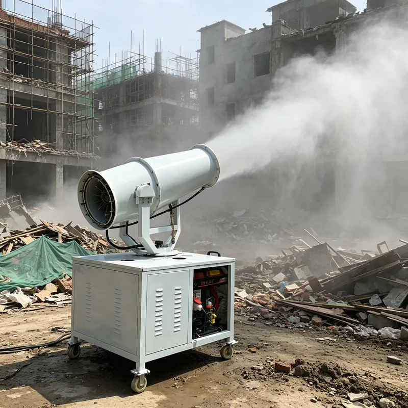 Fog Cannon Machine Reinforced Steel Frame 60m Spray Range Diesel Power for Quarry Yard Dust Reduction Mist Spraying Equipment