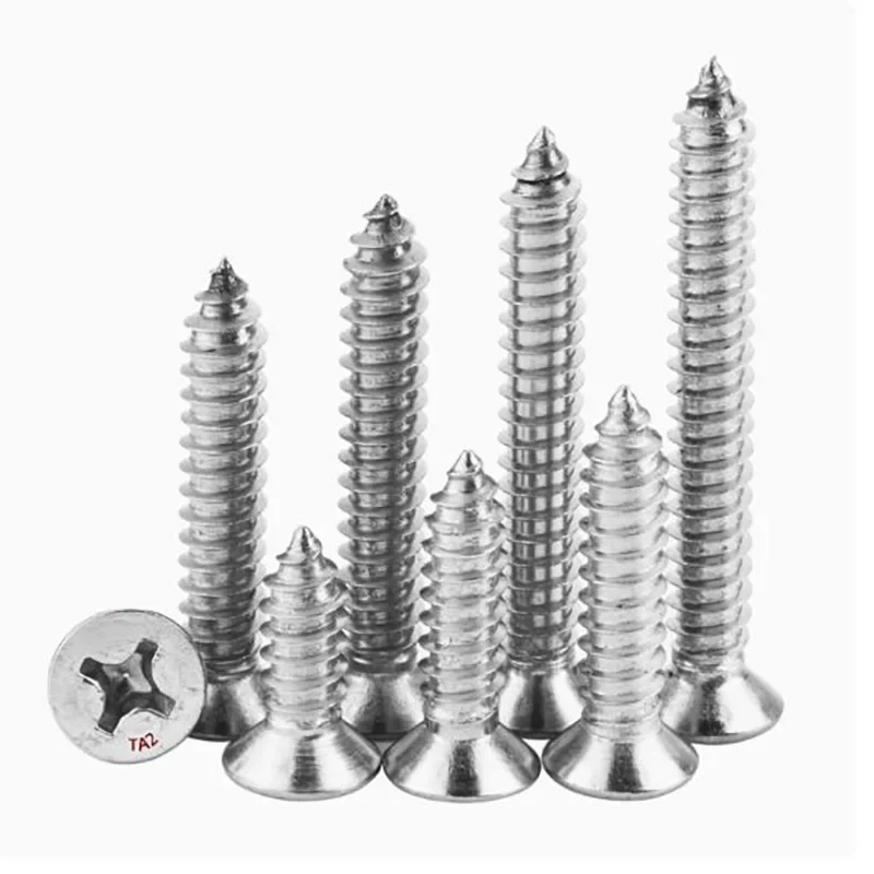 M3 M4 M5 M6 Grado 2 Tornillos autorroscantes de cabeza avellanada de titanio Cabeza plana empotrada en cruz