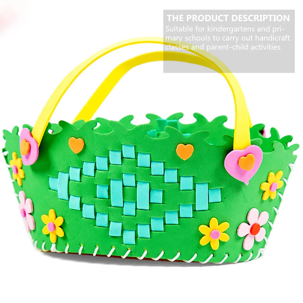 

4Pcs DIY Woven Basket Kit Childrens Hand-Carried Flower Basket Premium Eva Material Bright Colors Ideal for Parent-Child