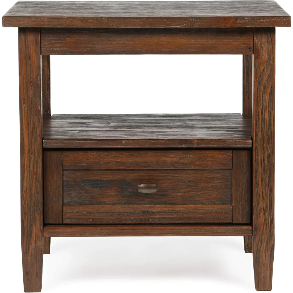 طاولة نهاية مستطيلة من الخشب الصلب بعرض 20 بوصة باللون البني الفحمي المتعثر لغرفة المعيشة #5