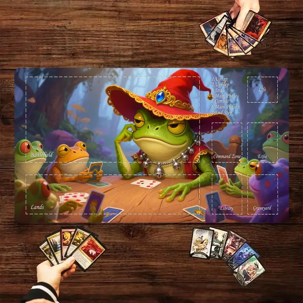 

Magic card playmat with zones Gem Frog King Mtg Playmat rubber anti-slip Desk Mat gamer keypad expansion gaming mouse pad
