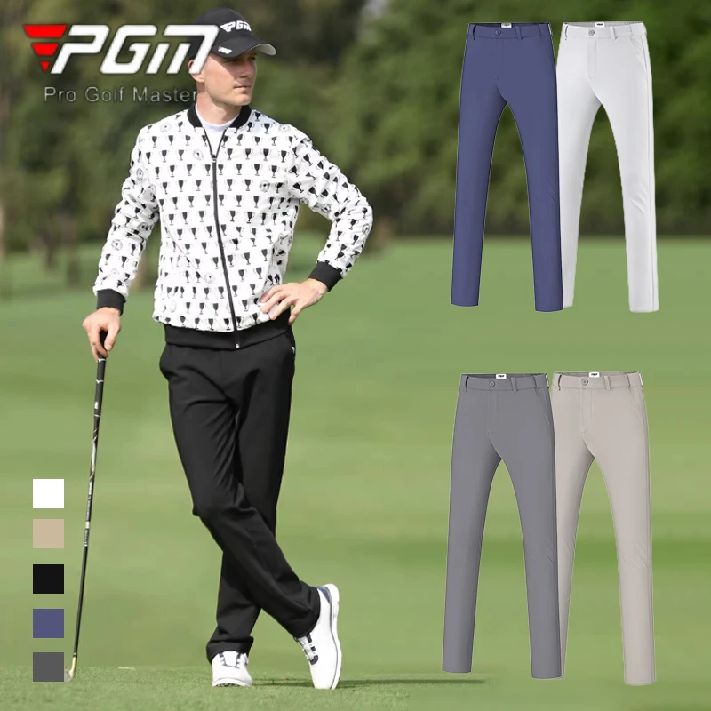 PGM Men Golf Pants Winter Male Waterproof Golf Trousers Men Warm Elastic Waistband Sweatpants Casual Business Straight Pants