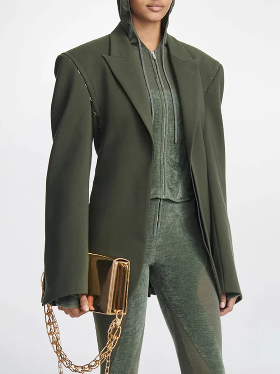 Groene Damespakken 1 Stuk Blazer Mode Jack Casual Formele Kantoordame Zakelijke Werkkleding Hete Meisjesjas Lente Herfst Outfit