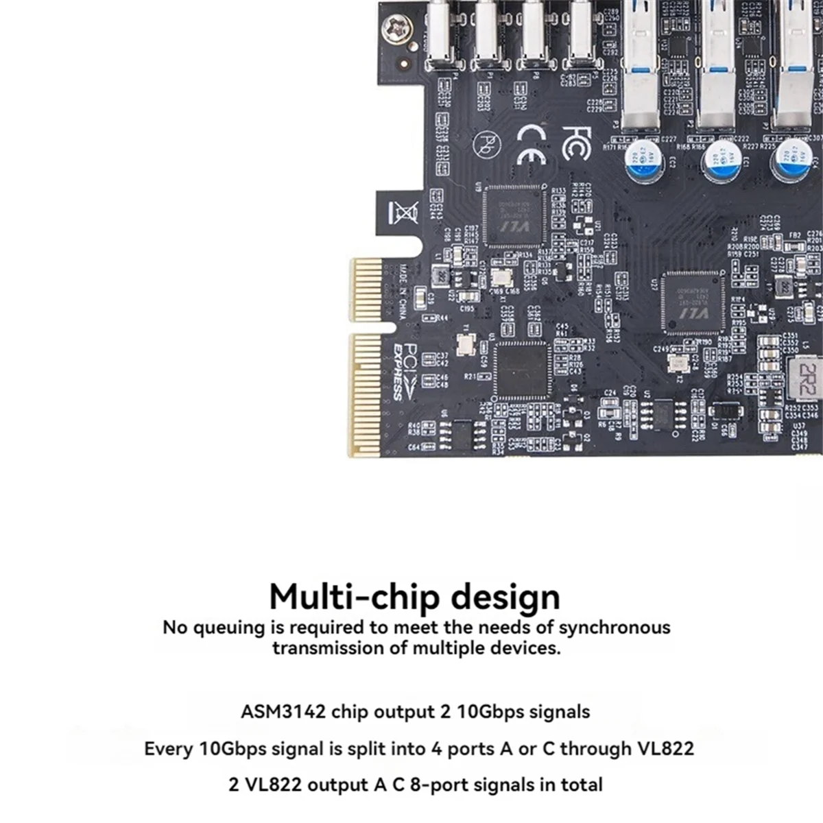 

Новая карта расширения PCIE USB3.2 GEN2 10 Гбит/с PCI Express X4 на 4 порта TYPE A + 4-портовый адаптер TYPE C USB-концентратор для настольного ПК