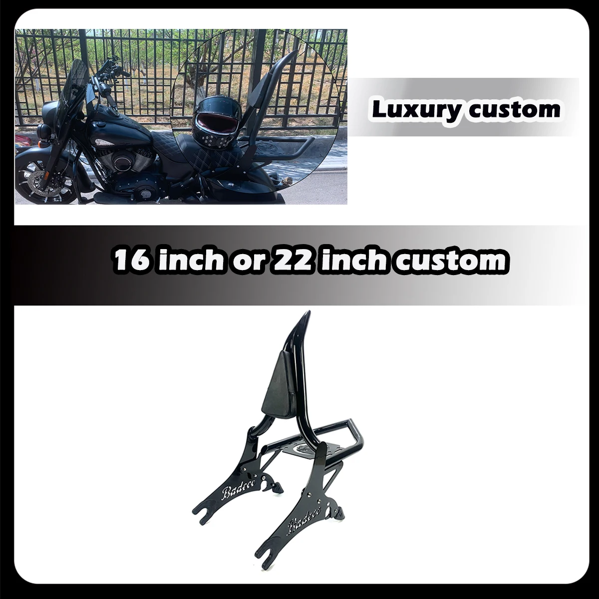 ZDQ Custom Motorcycle rear backrest rear tail rack  For Indian Dark Horse modified pointy bow rear bow with shelf