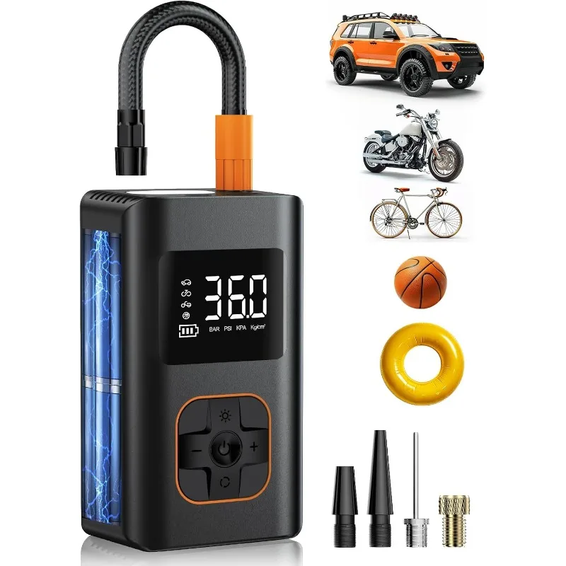 

Tire Inflator Portable Air Compressor, 8000mAh Cordless Air Pump for Car Tires, 150 PSI Electric Bicycle Tire Pump