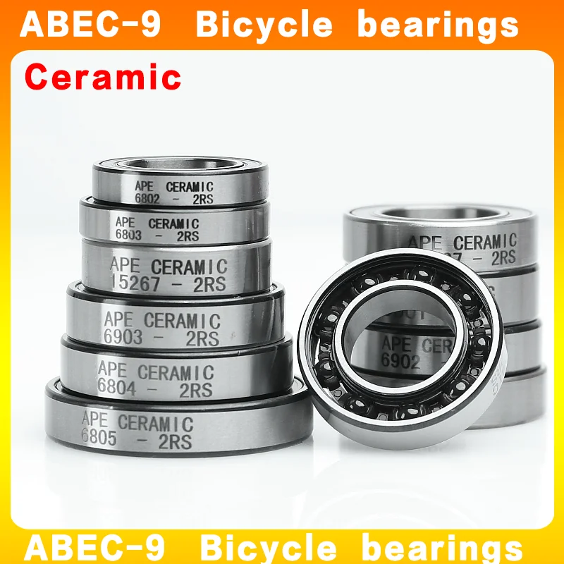 Roulements hybrides en céramique pour vélo, 2 pièces, 6802, ABEC-9, 6902, 6803, 6805, 6806, 6000, 6001, 6903, 15267, 17287, 18307 -2RS, roulements pour vélo de montagne