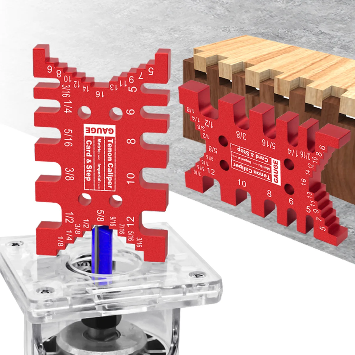 Aluminum Dovetail Jig - Precision Tenon Gaps Gauge -Woodworking Tenon Caliper Table Saw Depth Gauge Height Measuring Tools