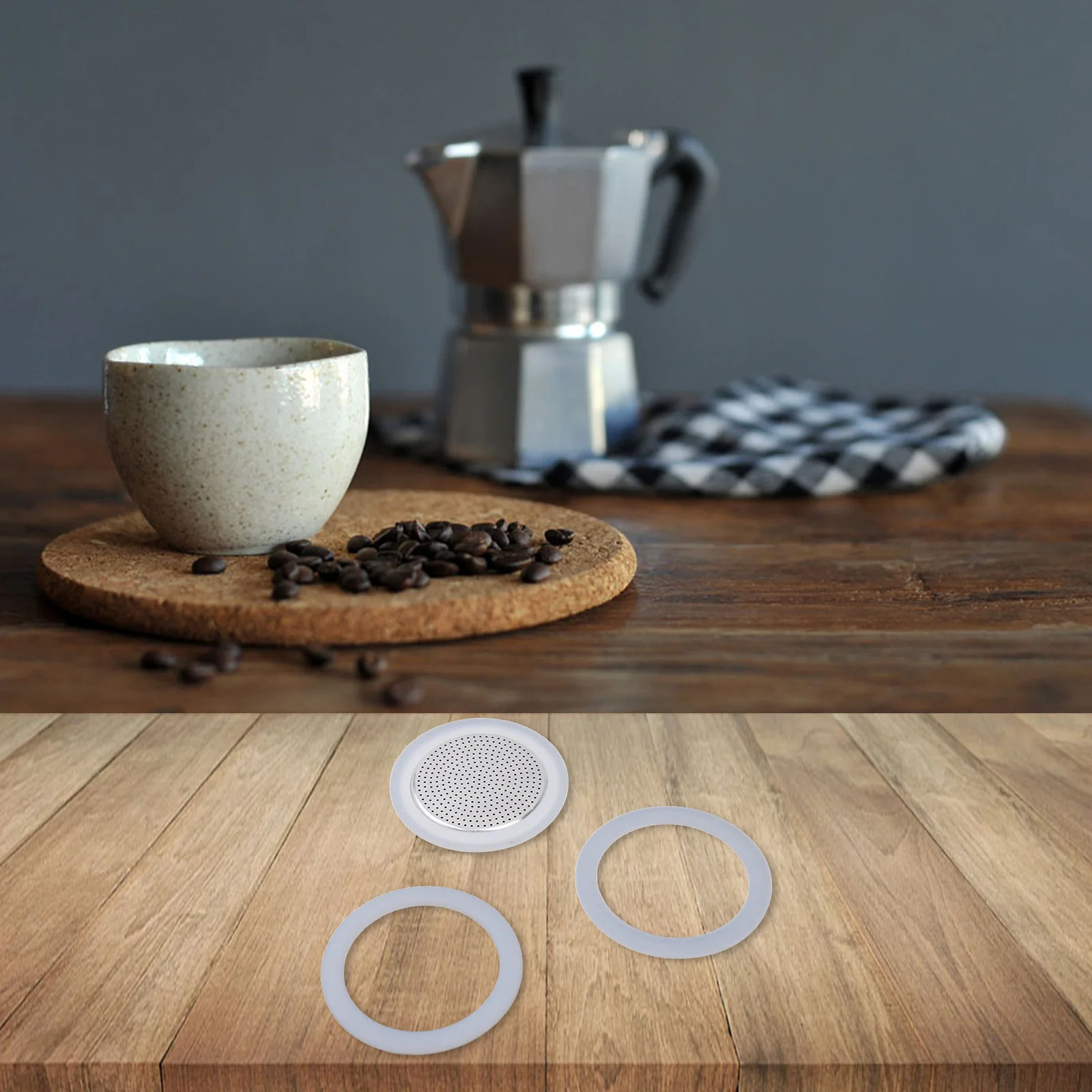 

Professional Grade Replacement Parts for Moka Pots Featuring 3 Silicone Seals and a Sturdy Stainless Steel Filter