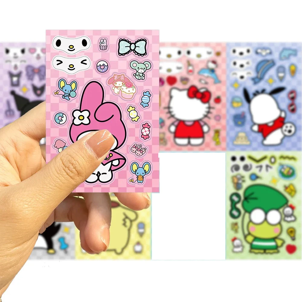 8/16 ورقة الأطفال جعل الوجه لغز ملصقات سانريو مرحبا كيتي كورومي ميلودي الاطفال لتقوم بها بنفسك تجميع بانوراما لعبة الاطفال اللعب الطرف #5