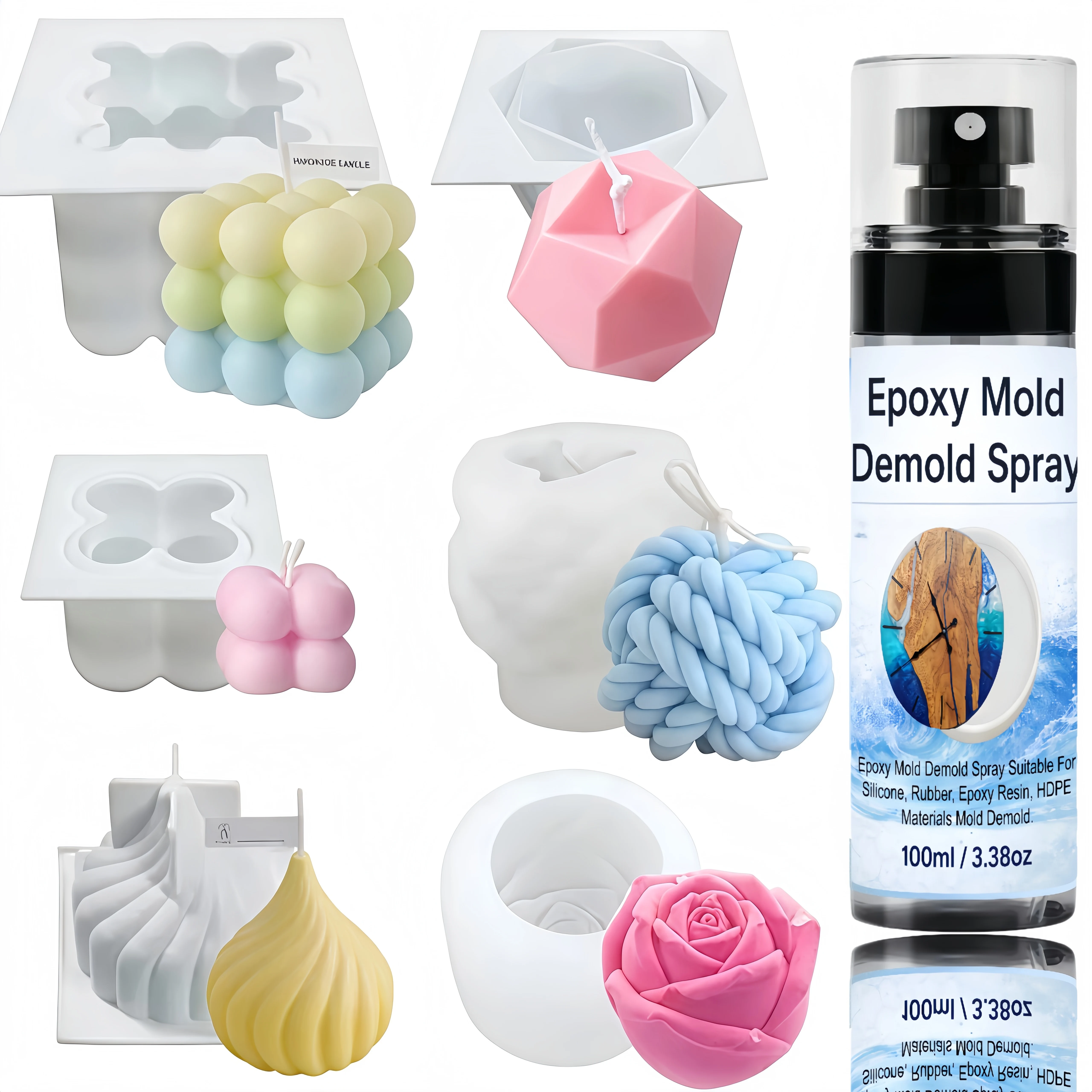 

Mold Release Spray for Easy Demolding - Dries in 5 Seconds Suitable for Epoxy Resin/Concrete/Candle Molds, Extends Mold Life