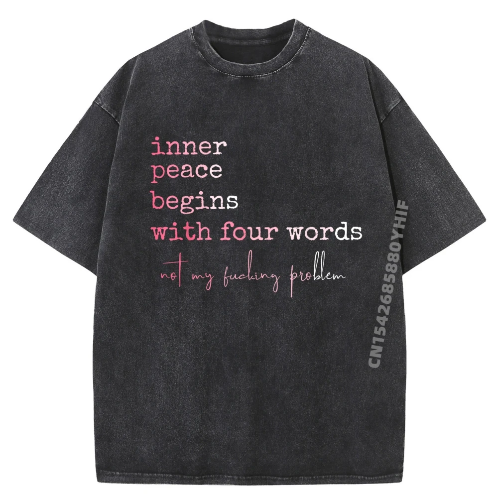 

Funny Printed Tshirt Inner Peace Stars With Four Words Black Shirt Graphic Tees Original Washed Shirts For Men