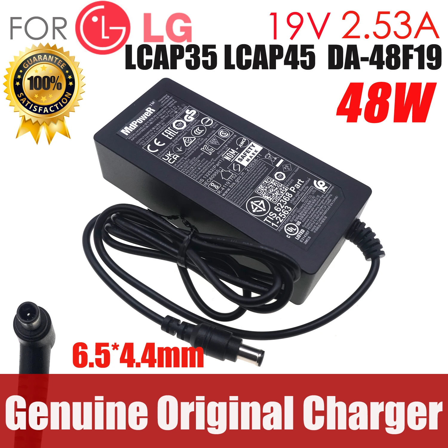 

Genuine 19V 2.53A 48W AC Adapter A4819-FDY DA-48F19 LCAP35 LCAP45 For LG 32 inch TV 32MB25VQ 32MB27VQ LCD Monitor Power Supply