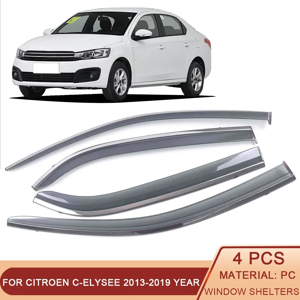 

For Citroen C-Elysee 2013-2019 Car Window Sun Rain Shade Visors Shield Shelter Protector Cover Sticker Exterior Accessories