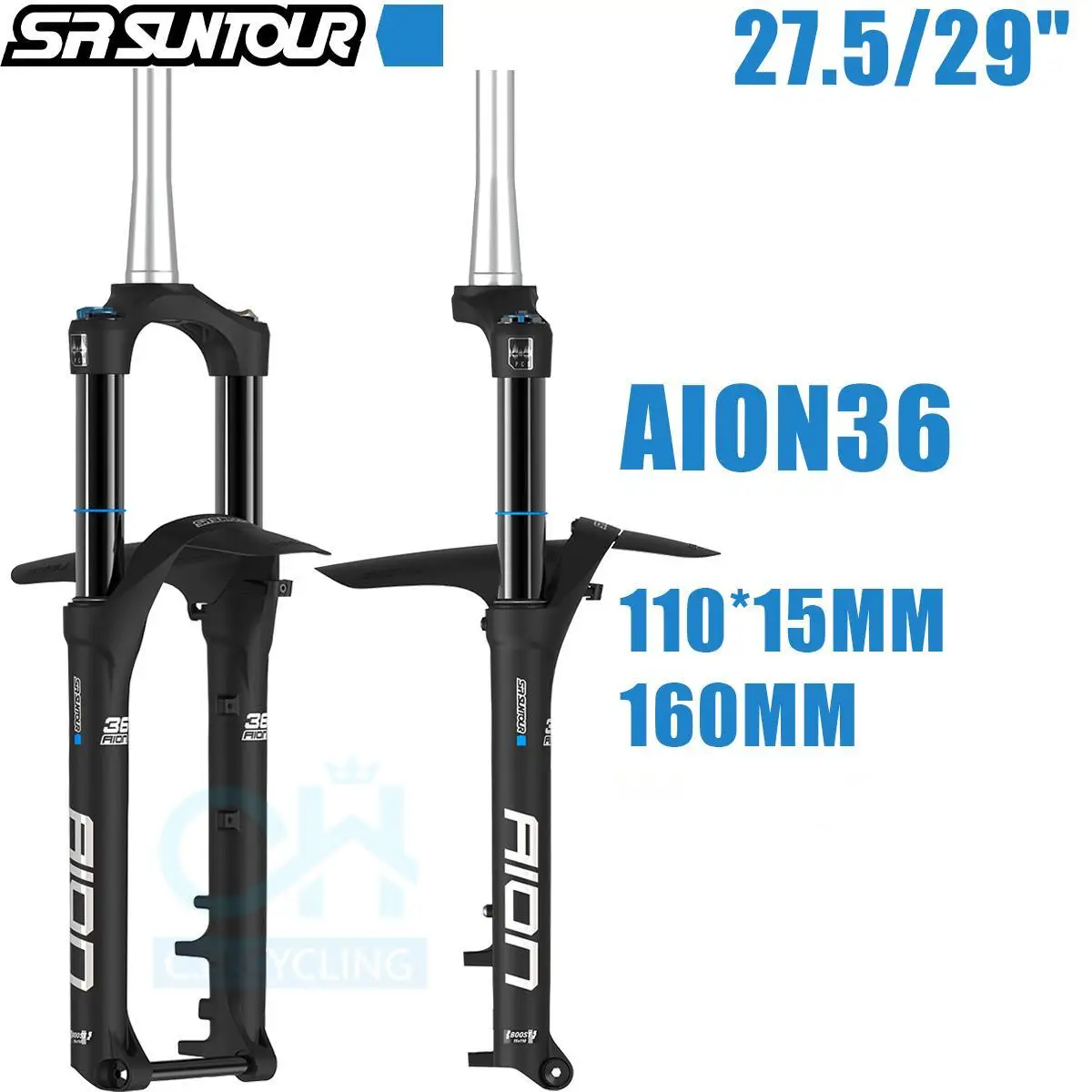 SR SUNTOUR AION36 Bicycle AIR Fork 27.5/29 Inch Strut 36mm Thru Axle 110x15mm Stroke 160MM Suspension Mountain Bike Fork