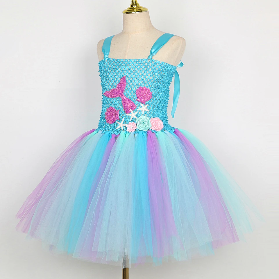 Little Mermaid Costumes for Girls Birthday Party Ballet Tutus Kids Seamaid  Princess Dresses Christmas Halloween Fancy Outfits
