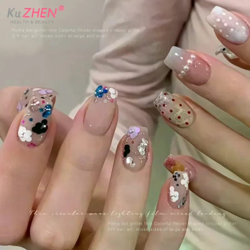 1Box Mini Circular Nail Glitter Wave Point Sequin Colorful Sparkling Nail Charms Nail Decoration Accessories Supplies Nail Art D