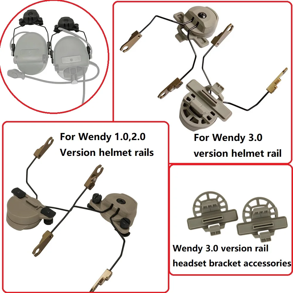 Tactical Headset Bracket Adapter for Team Wendy Helmet Rail 2.0 3.0 for MSA SORDIN Tactical Headphones Hunting Shooting Earmuffs