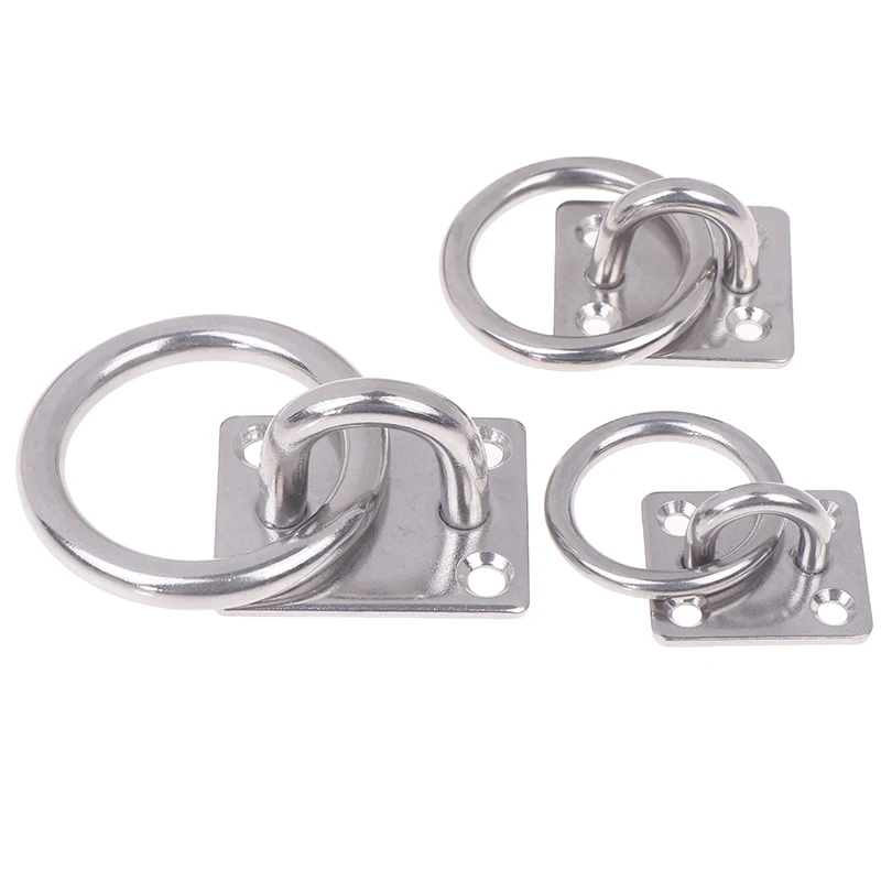 304 Stainless Steel Square Marine Eye Plate Eye Hook With Round Ring Lashing Tie Down Boat Yacht Boat Marine Hardware 5/6/8mm