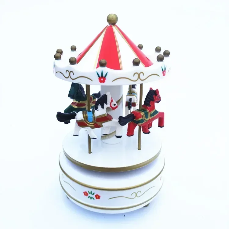 [Funny]  	Adult Collection Retro Wind up toy Metal Tin The Music carousel Mechanical toy Clockwork toy figures model  kids gift