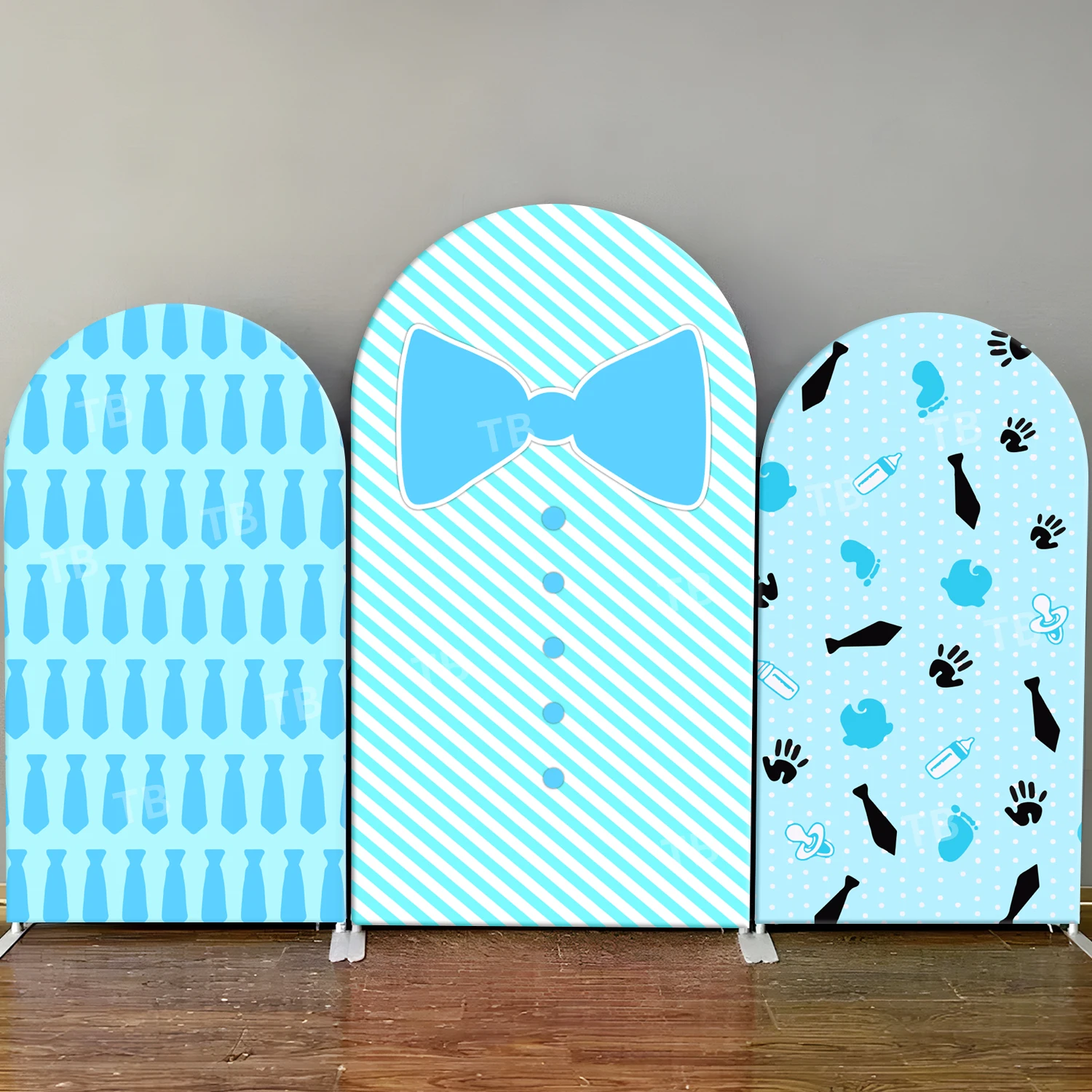 

TB Gentleman Theme Arch Backdrop Cover Blue Tie for Boys First Birthday Party Baby Shower Photography Background Wall Supplies