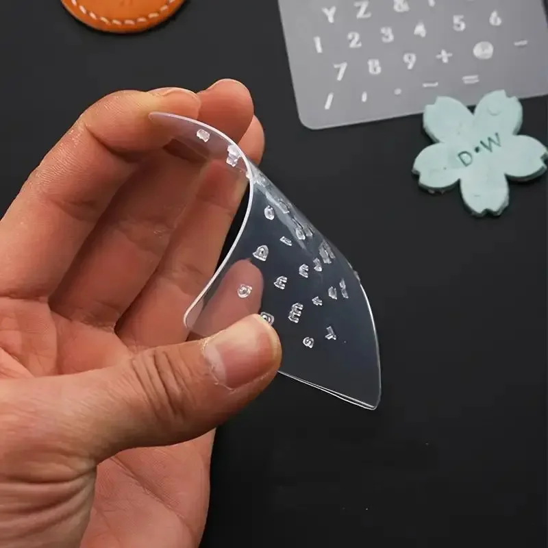 1Set DIY Leather Carving Digital Symbol Seal Leather Letter Punching Semi Transparent Leather Printing Tool Movable Type Copper