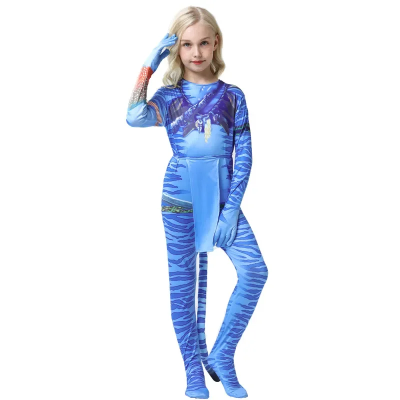 Halloween Cosplay Avatar Costume Kids Child Stage Performance Clothes SuperHero One Piece Tight Ffitted Jumpsuit Clothing Suit image 5