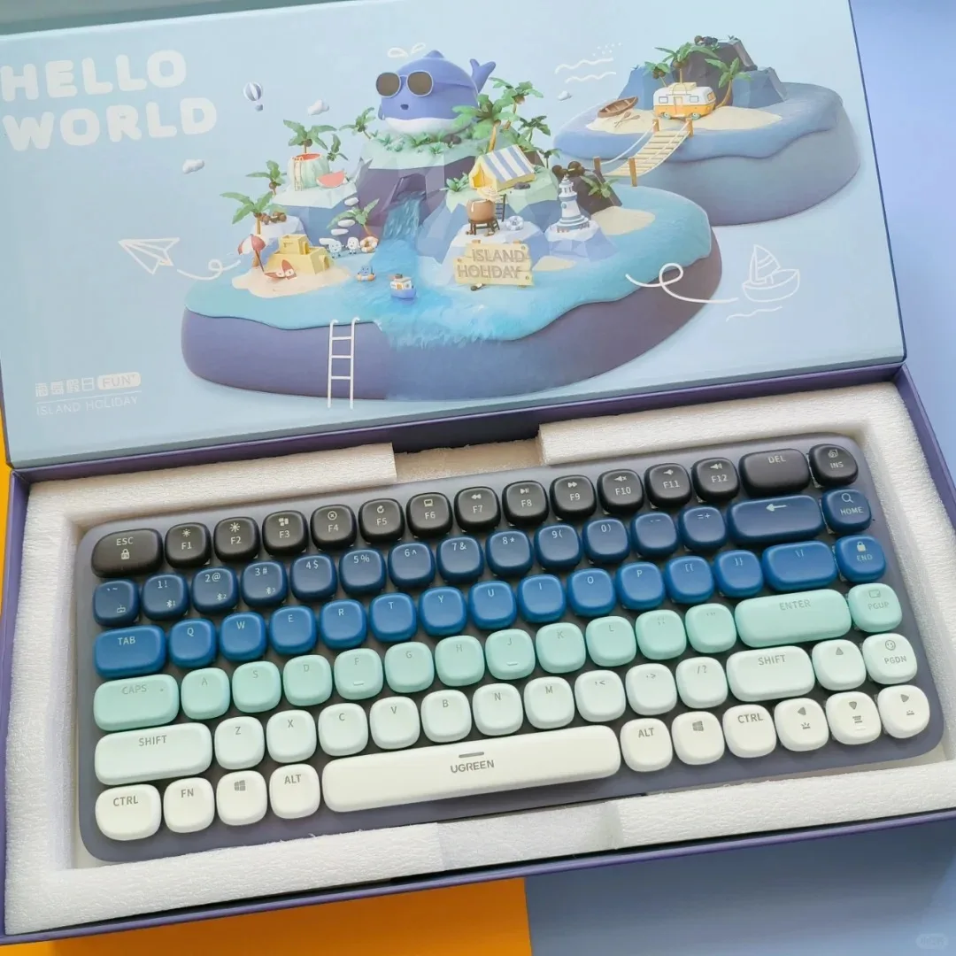 UGREEN Fun+ Wireless Bluetooth Keyboard Pirate Holiday Tea Switches Backlight Light Thin Office Mechanical Keyboard for ipad PC