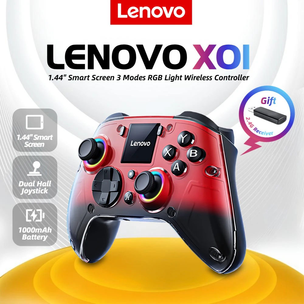 

Lenovo X01 Smart Screen Wireless Gamepad Dual Hall Joystick Game Controller for Switch/2/Lite/OLED iPhone Android PS4 PC Steam