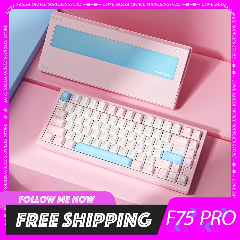 Furycube F75pro Mechanical Keyboard 3modes Dbl Structure Translucent Keycap Hot Swap Argb Aluminium Alloy Keyboard Pc Customized