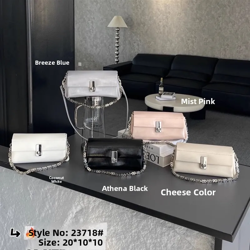 

Exquisite Small Square Leather Underarm Bag Women's Handbag Chain Crossbody Phone Bag Soft Polyester Zipper Closure