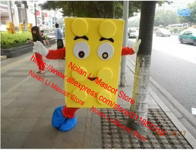 High Quality EVA Material Helmet Red Yellow Blue Building Block Mascot Costume Crayon Cartoon Set Cosplay Adult Size 953