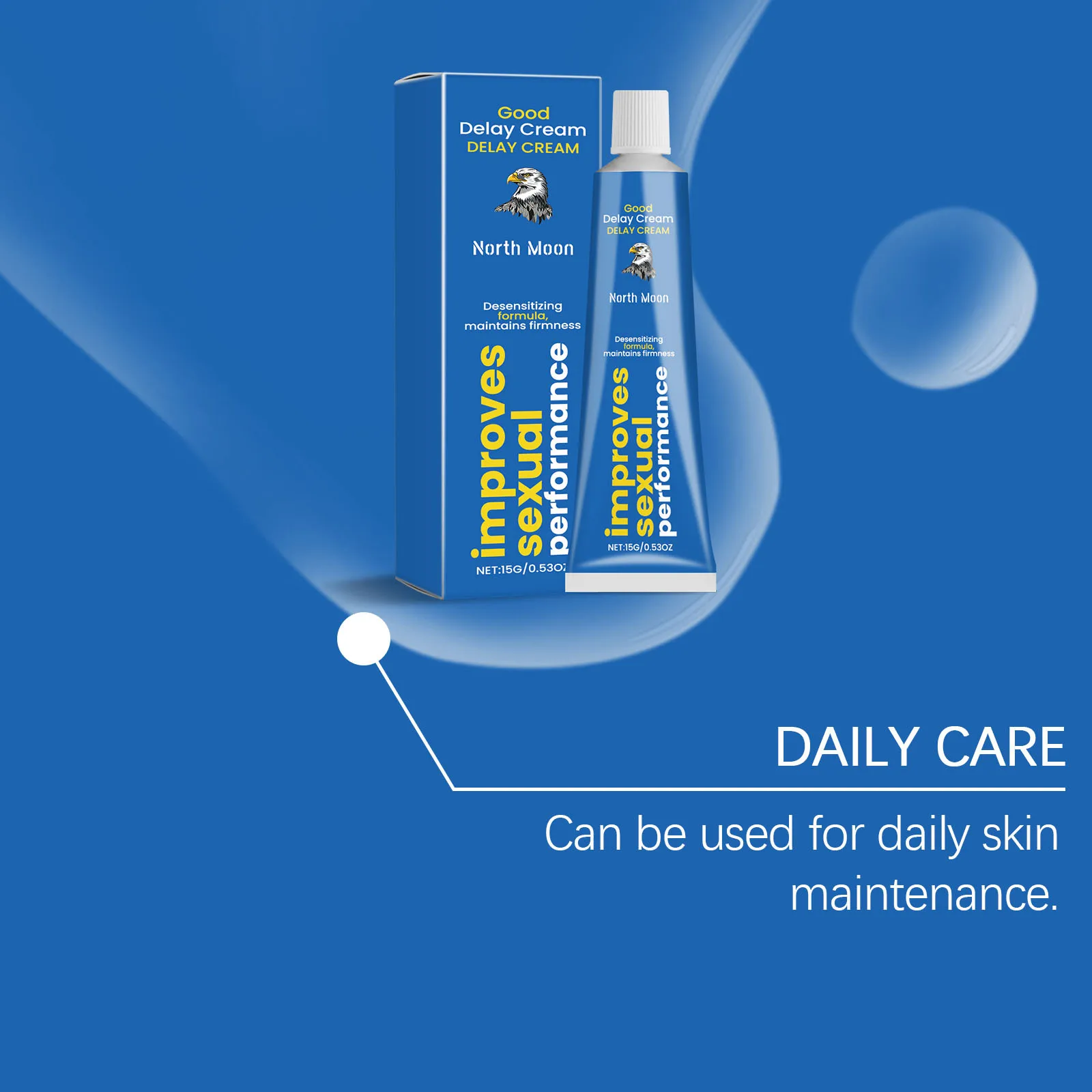 Creme Retardante Masculino North Moon: Aumenta a Resistência, Cuidado Suave, Prolonga a Duração Íntima, Creme Portátil para Cuidados com a Área Íntima Masculina