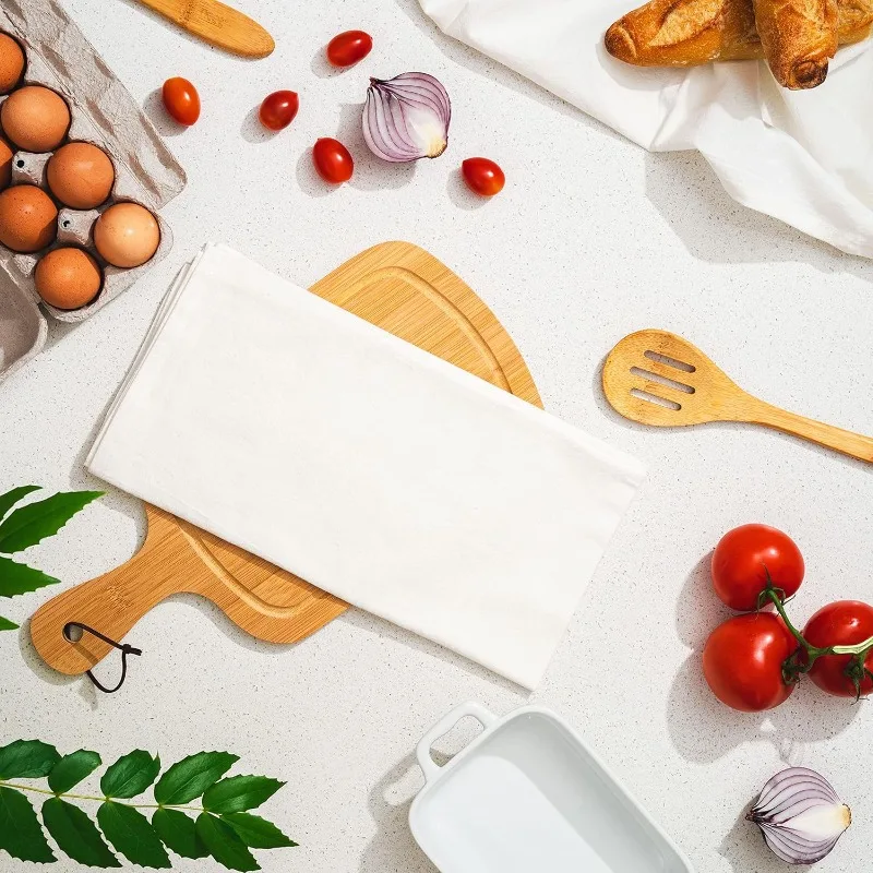 Serviettes de cuisine à sac à farine en gros – Paquet de 50, serviettes à farine en vrac 100% coton non blanchies, entièrement naturelles – Sans toxiques et colorant-F