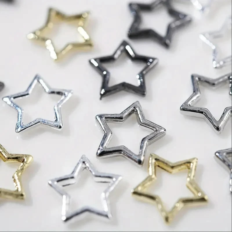 パンクスターネイルチャーム,透かし彫りの五芒星,3D合金金属,ネイルアート装飾アクセサリー,DIY用品,ジュエリーギフト,20個