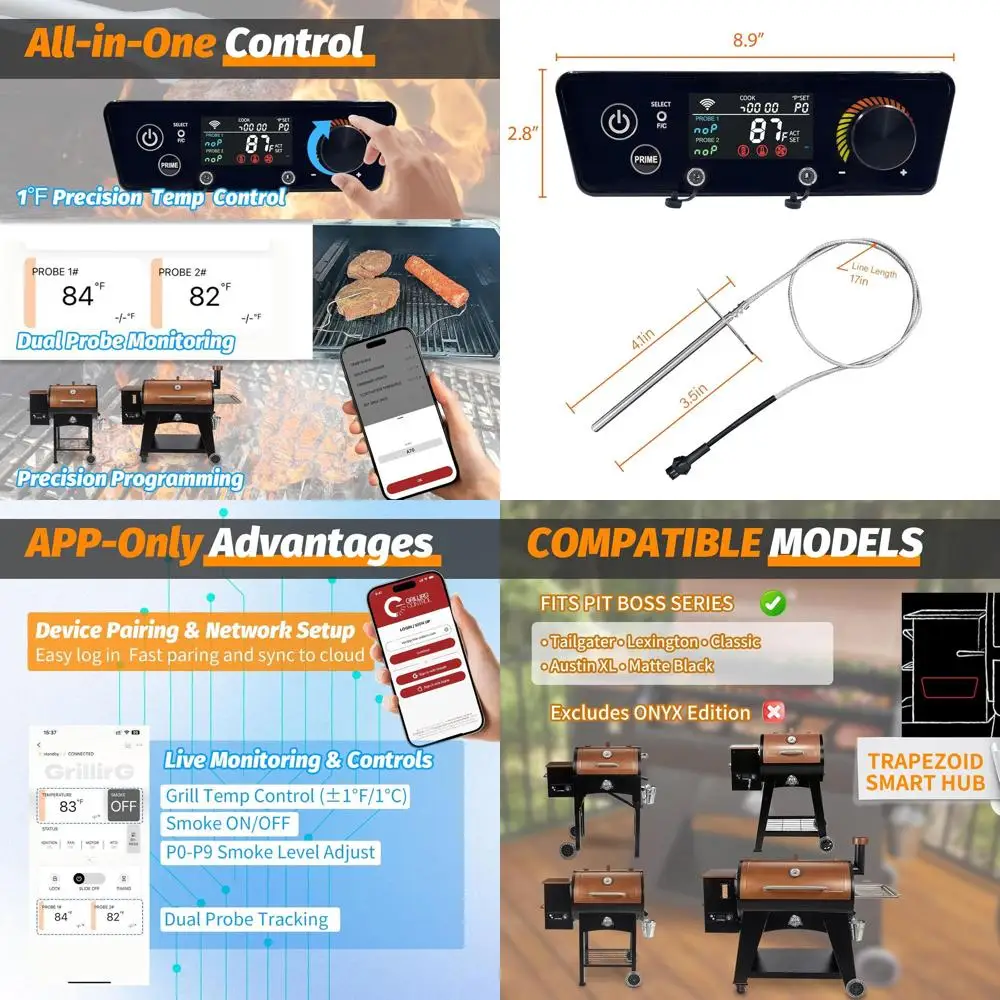 

Cloud-Synced Wi-Fi PID Control Board for Pit Boss Grills: Lexington P7-540, Classic P7-700, Austin XL P7-1000, 440FB1 (AC03P7-34