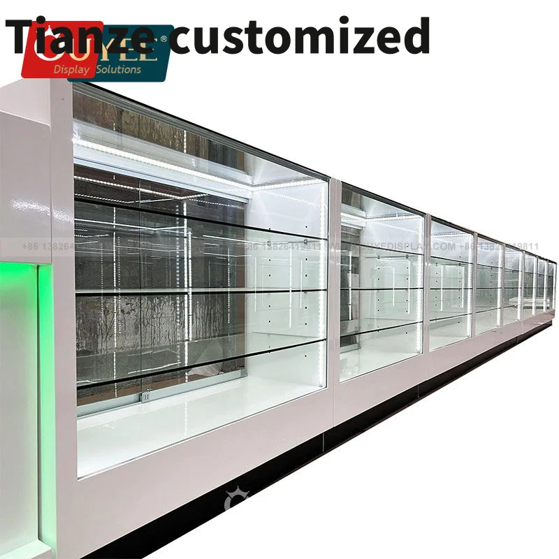 Customized-Commercial Furniture Smoke Shop Showcase Wood Smoke Shop Cigar Rollers Glass Display Counter Smoke Shop