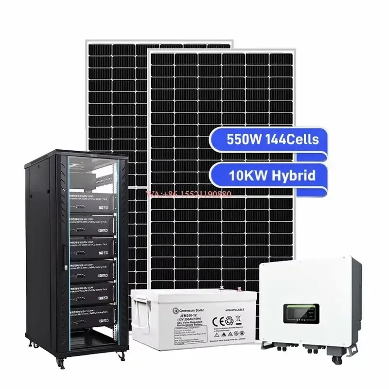 WMWMNU Complete 10KW Off Grid Solar Power System Kit with 16KWH Lithium Ion Battery and MPPT Controller for Home Energy